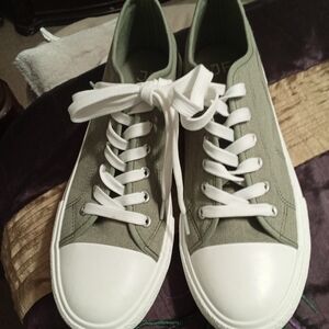Men's Green Canvas Sneakers with White Soles